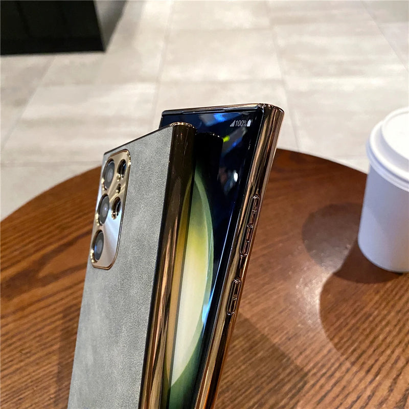 Case em Couro com Proteção em Alumínio 5D - Samsung